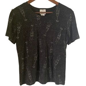 VINTAGE Glitter Champagne Short Sleeve Top